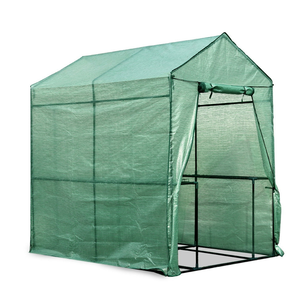 Greenhouses & Accessories: Green Fingers Greenhouse 1.2x1.9x1.9M Walk in Green House Tunnel Plant Garden Shed 4 Shelves