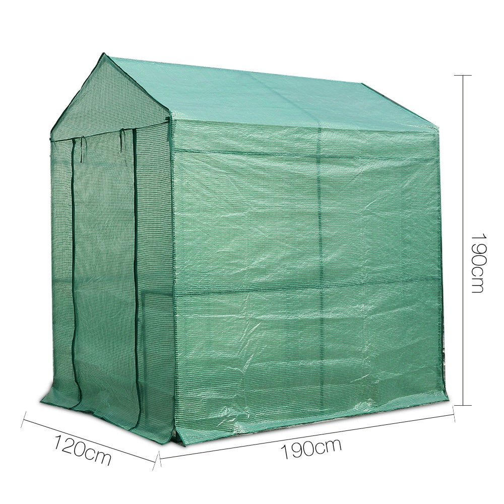 Greenhouses & Accessories: Green Fingers Greenhouse 1.2x1.9x1.9M Walk in Green House Tunnel Plant Garden Shed 4 Shelves
