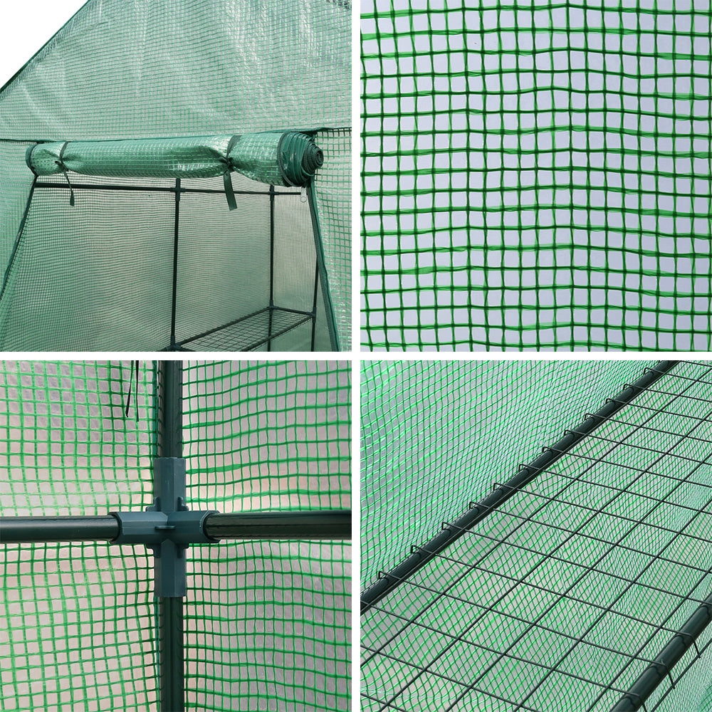 Greenhouses & Accessories: Green Fingers Greenhouse 1.2x1.9x1.9M Walk in Green House Tunnel Plant Garden Shed 4 Shelves