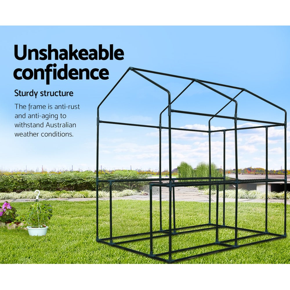 Greenhouses & Accessories: Green Fingers Greenhouse 1.2x1.9x1.9M Walk in Green House Tunnel Plant Garden Shed 4 Shelves