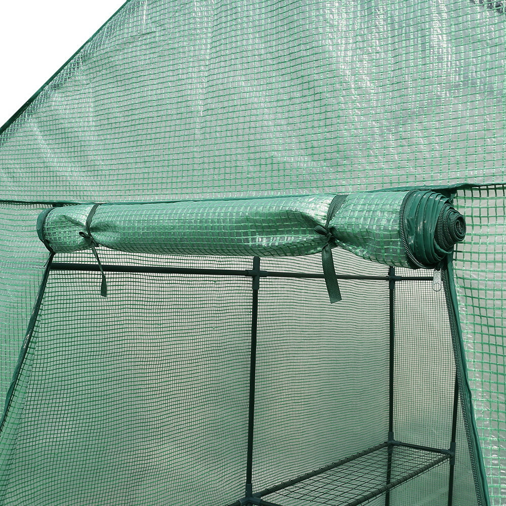 Greenhouses & Accessories: Green Fingers Greenhouse 1.2x1.9x1.9M Walk in Green House Tunnel Plant Garden Shed 4 Shelves