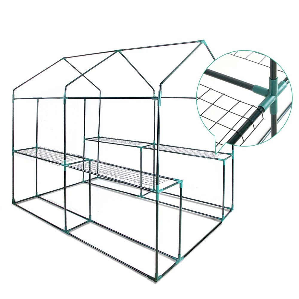 Greenhouses & Accessories: Green Fingers Greenhouse 1.2x1.9x1.9M Walk in Green House Tunnel Clear Garden Shed 4 Shelves