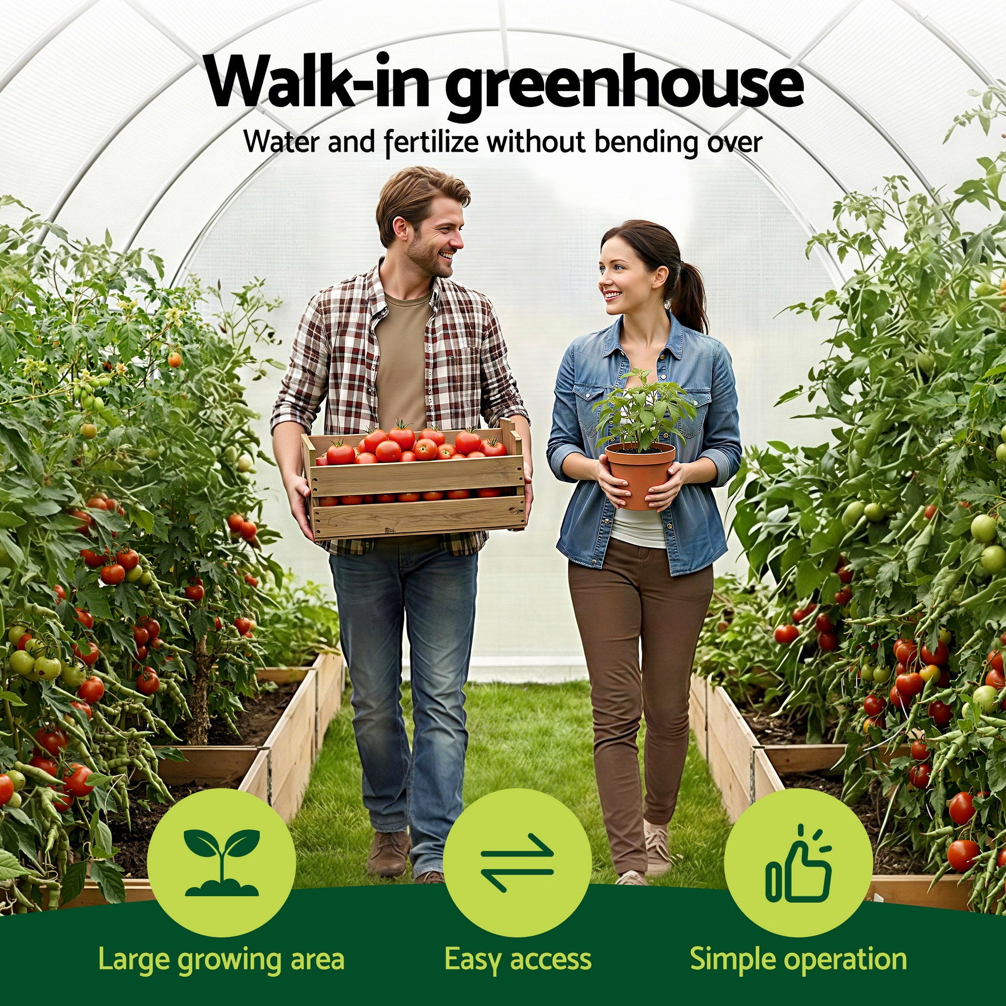 Greenhouses & Accessories: Green Fingers Greenhouse 3x2x2M Walk in Green House White