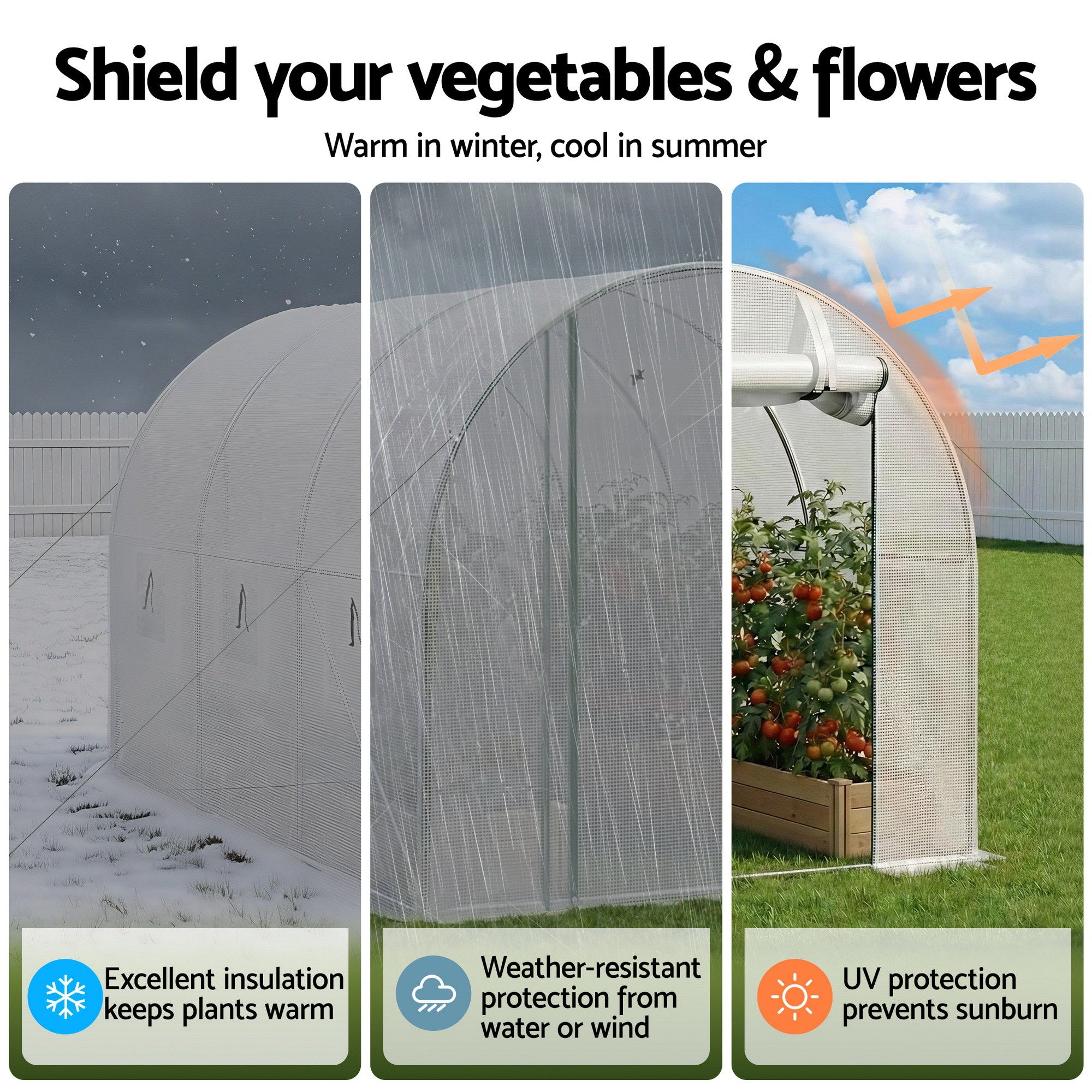 Greenhouses & Accessories: Green Fingers Greenhouse 3x2x2M Walk in Green House White