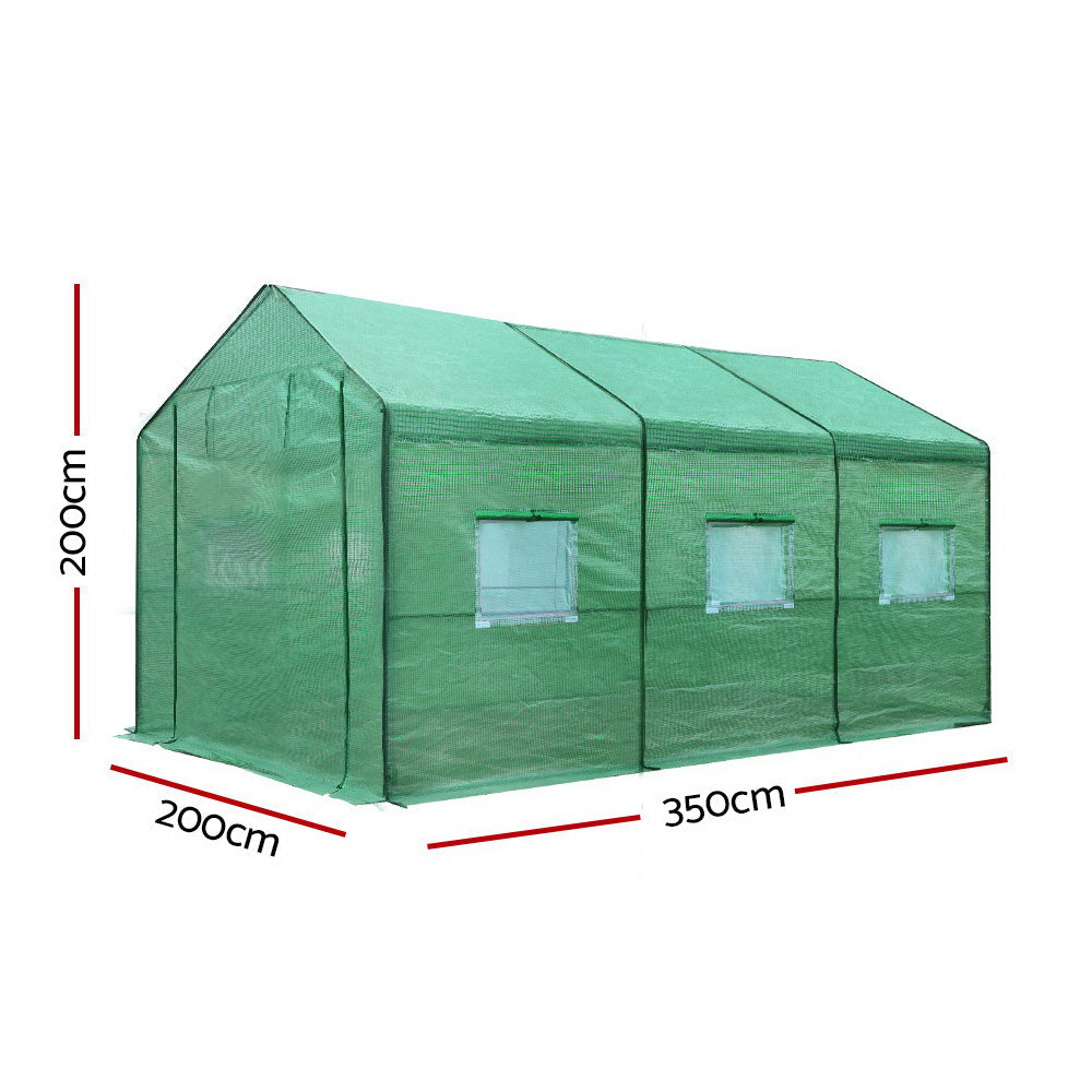Greenhouses & Accessories: Green Fingers Greenhouse 3.5x2x2M Walk in Green House Tunnel Plant Garden Shed
