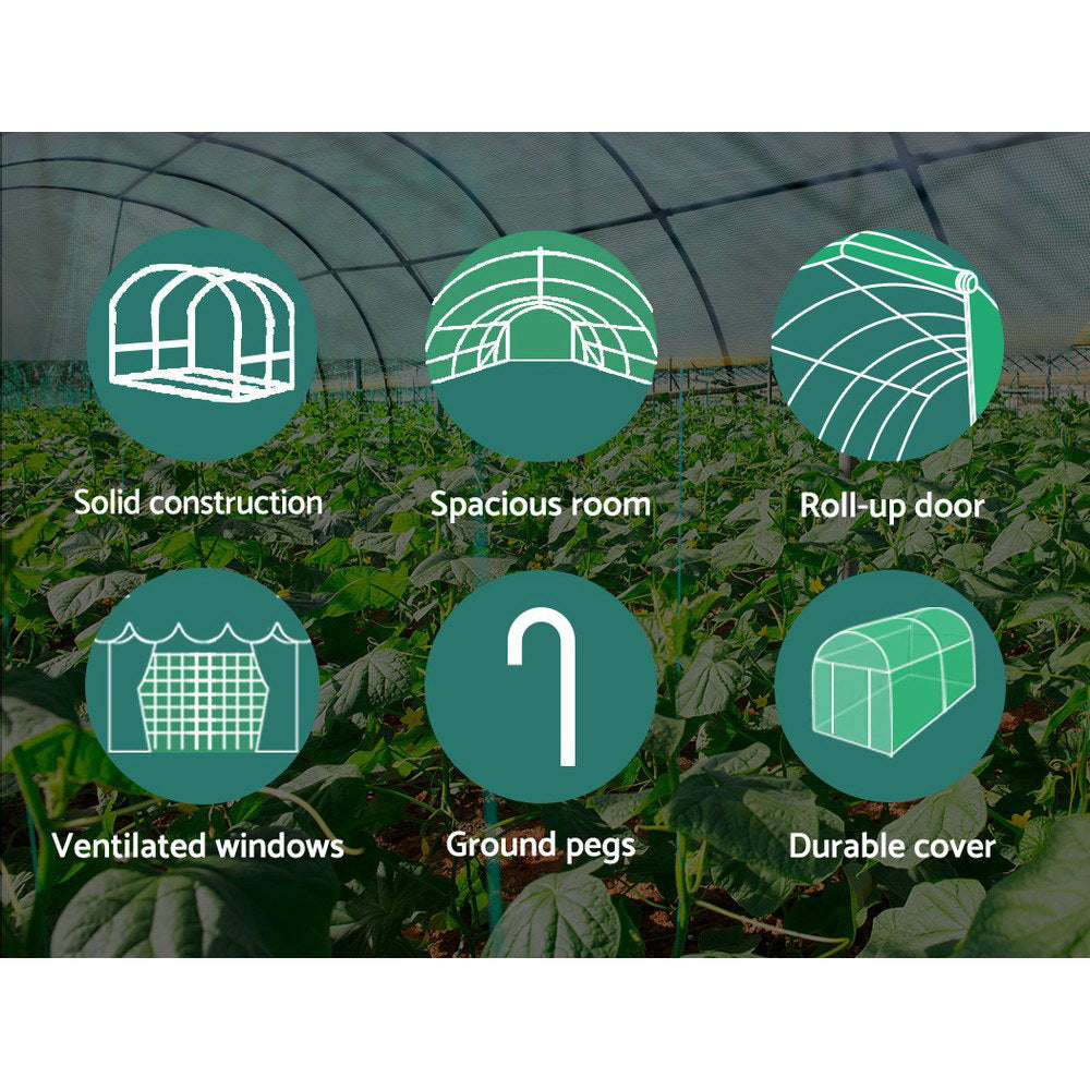 Greenhouses & Accessories: Green Fingers Greenhouse 3.5x2x2M Walk in Green House Tunnel Plant Garden Shed