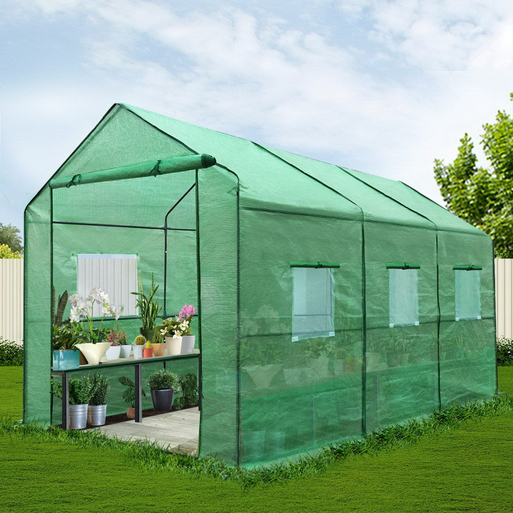 Greenhouses & Accessories: Green Fingers Greenhouse 3.5x2x2M Walk in Green House Tunnel Plant Garden Shed