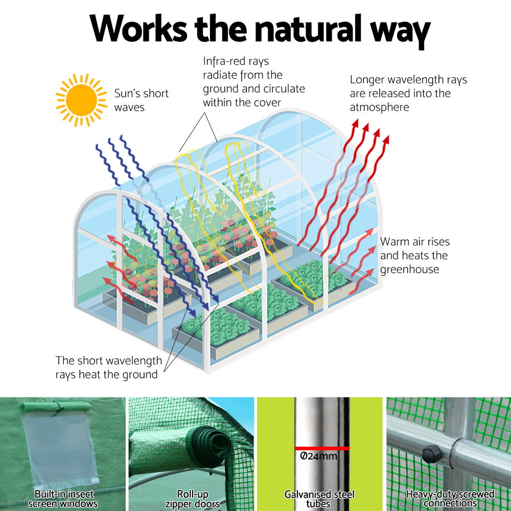 Greenhouses & Accessories: Green Fingers Greenhouse 6x4x2M Walk in Green House Tunnel Plant Garden Shed Dome