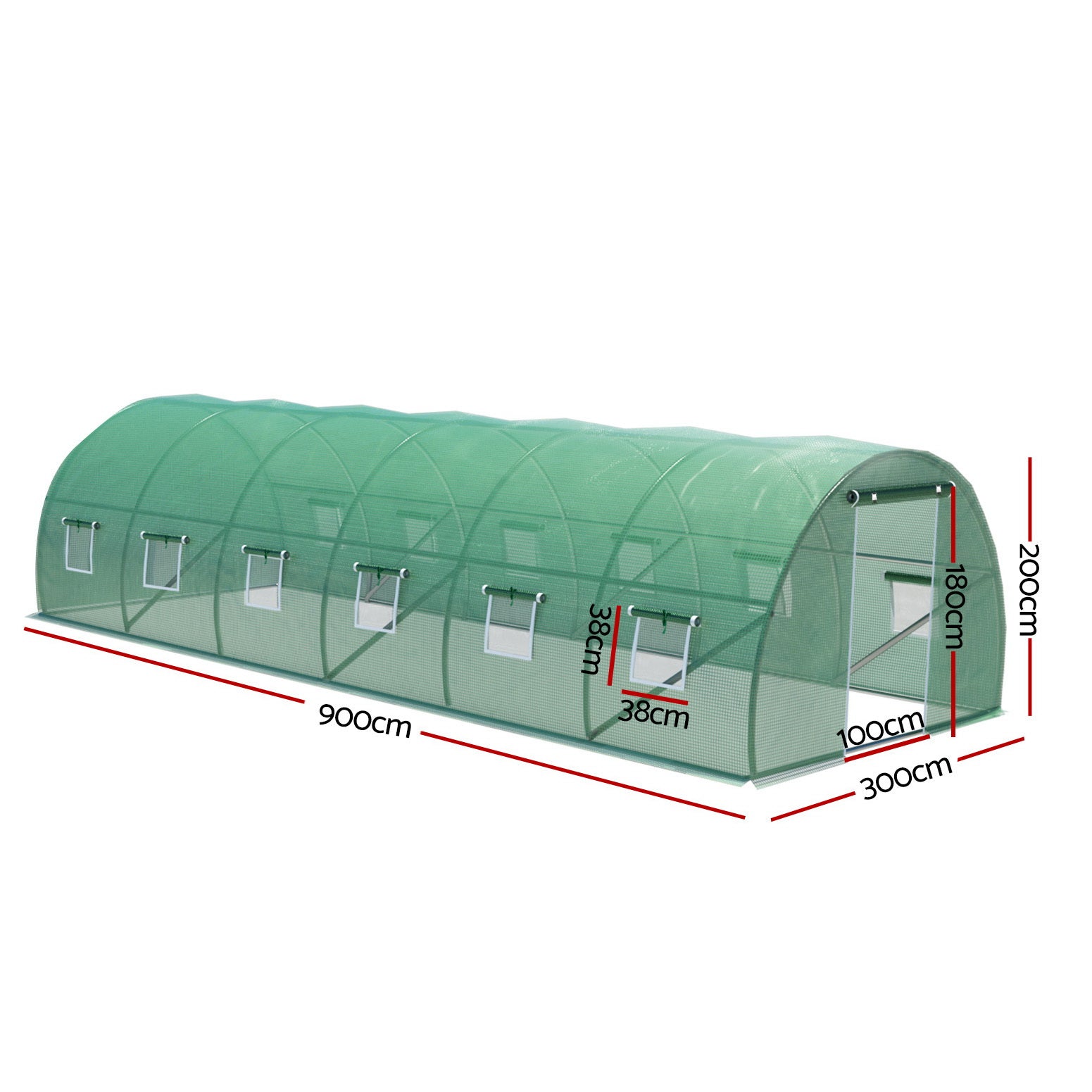 Greenhouses & Accessories: Green Fingers Greenhouse 9x3x2M Walk in Green House Tunnel Plant Garden Shed Dome