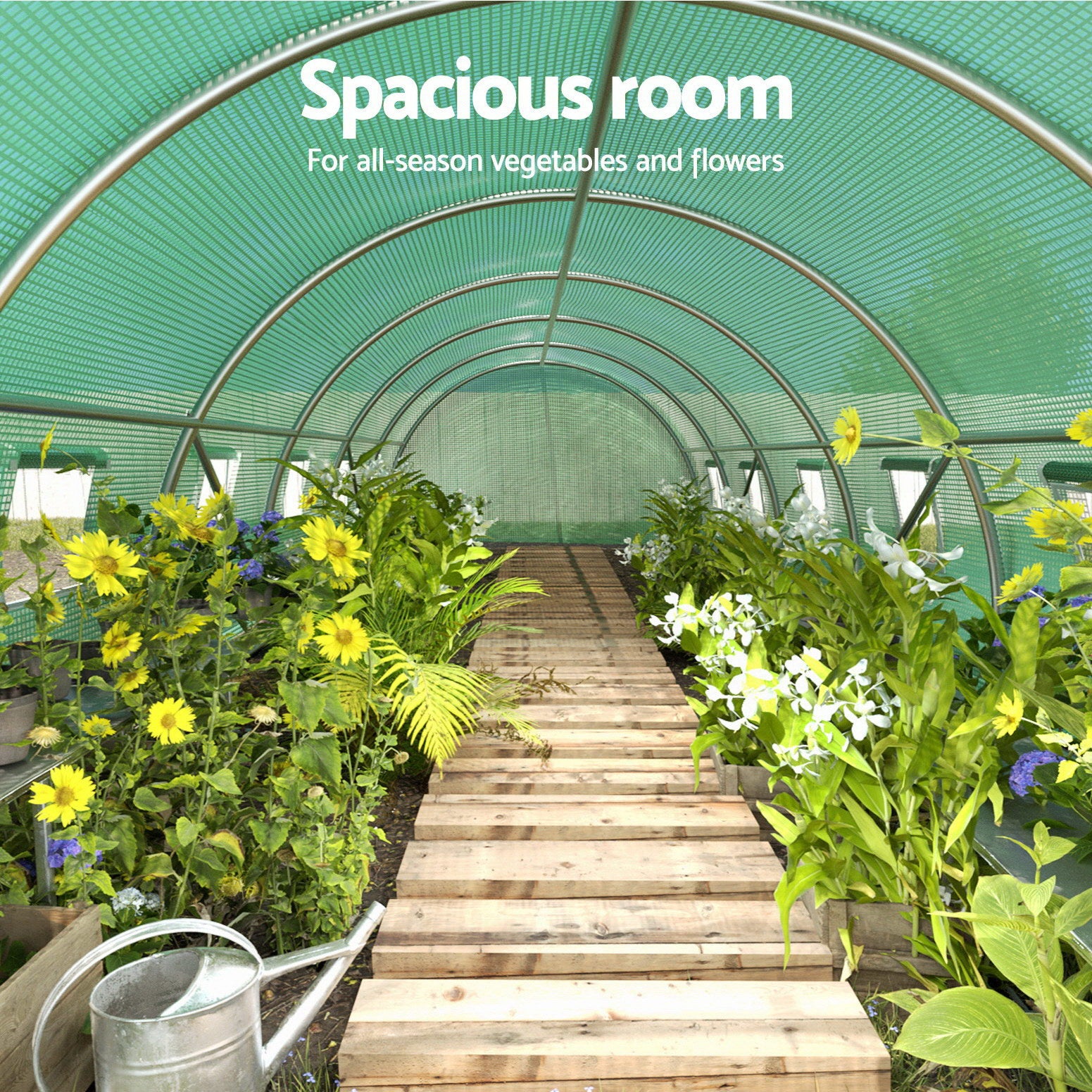 Greenhouses & Accessories: Green Fingers Greenhouse 9x3x2M Walk in Green House Tunnel Plant Garden Shed Dome
