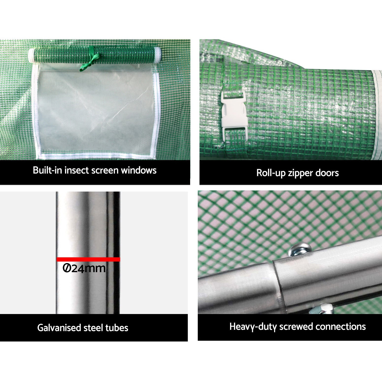 Greenhouses & Accessories: Green Fingers Greenhouse 9x3x2M Walk in Green House Tunnel Plant Garden Shed Dome