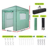 Greenhouses & Accessories: Green Fingers Greenhouse 180x240x240cm Steel Frame PE Cover Outdoor Shelter