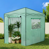 Greenhouses & Accessories: Green Fingers Greenhouse 180x240x240cm Steel Frame PE Cover Outdoor Shelter
