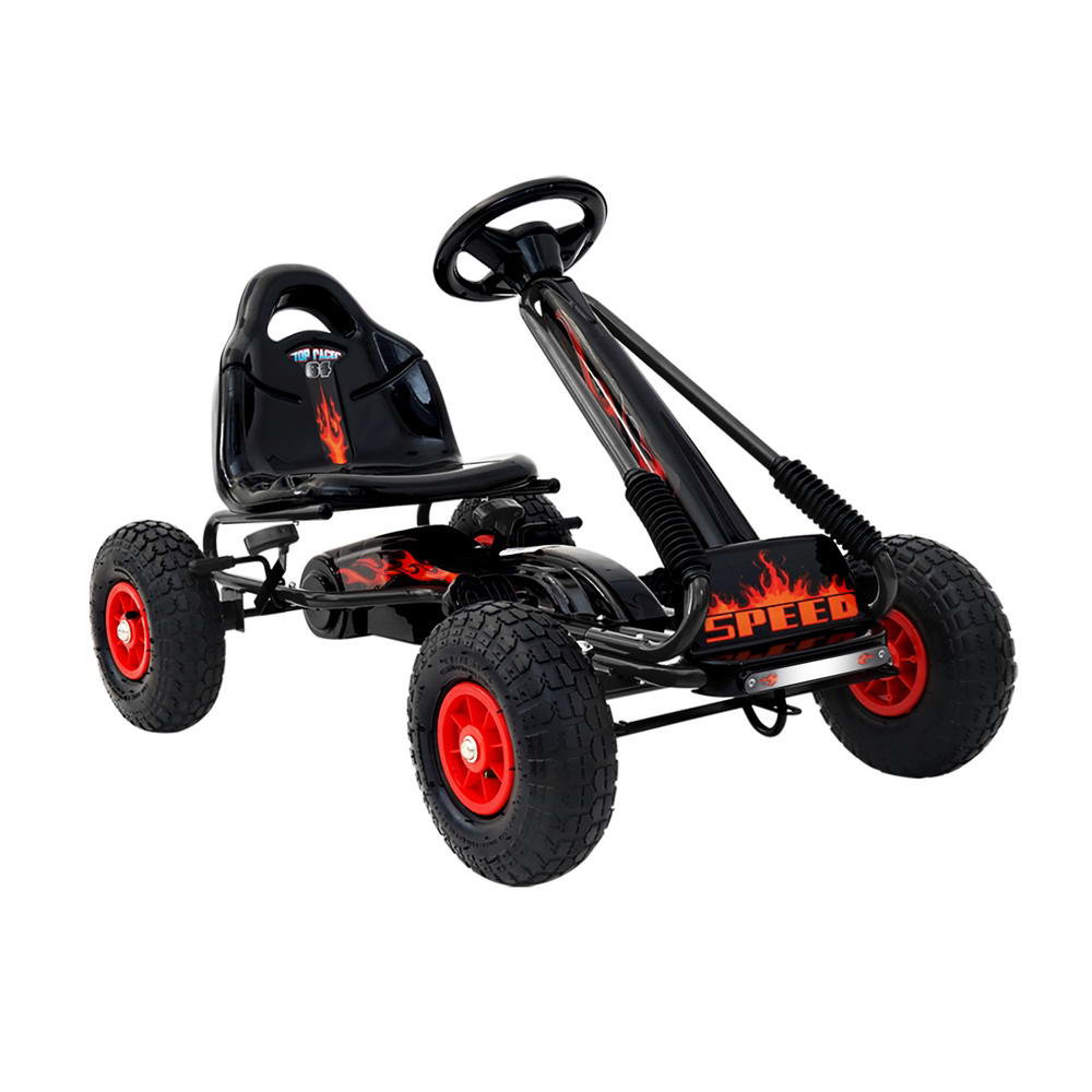 Ride On Cars: Rigo Kids Pedal Go Kart Ride On Toys Racing Car Rubber Tyre Black