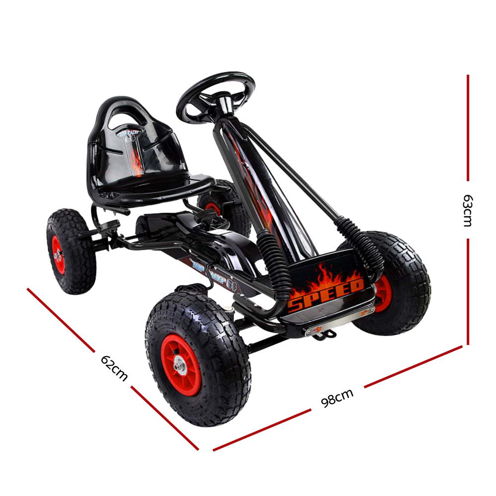Ride On Cars: Rigo Kids Pedal Go Kart Ride On Toys Racing Car Rubber Tyre Black