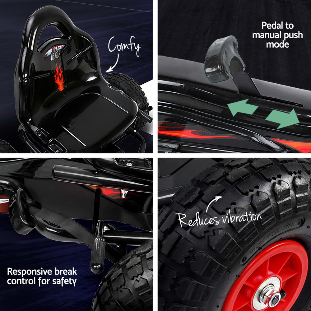 Ride On Cars: Rigo Kids Pedal Go Kart Ride On Toys Racing Car Rubber Tyre Black