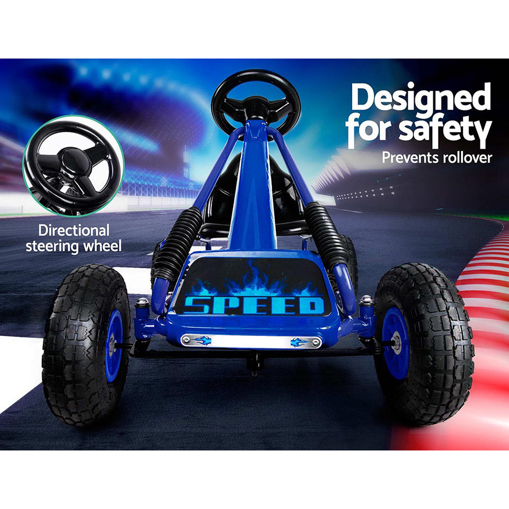 Ride On Cars: Rigo Kids Pedal Go Kart Ride On Toys Racing Car Rubber Tyre Blue