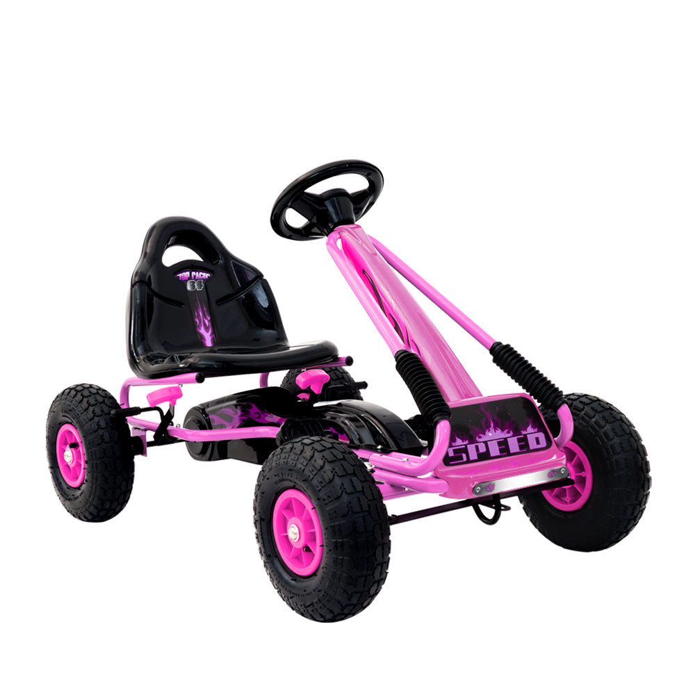 Ride On Cars: Rigo Kids Pedal Go Kart Ride On Toys Racing Car Rubber Tyre Pink