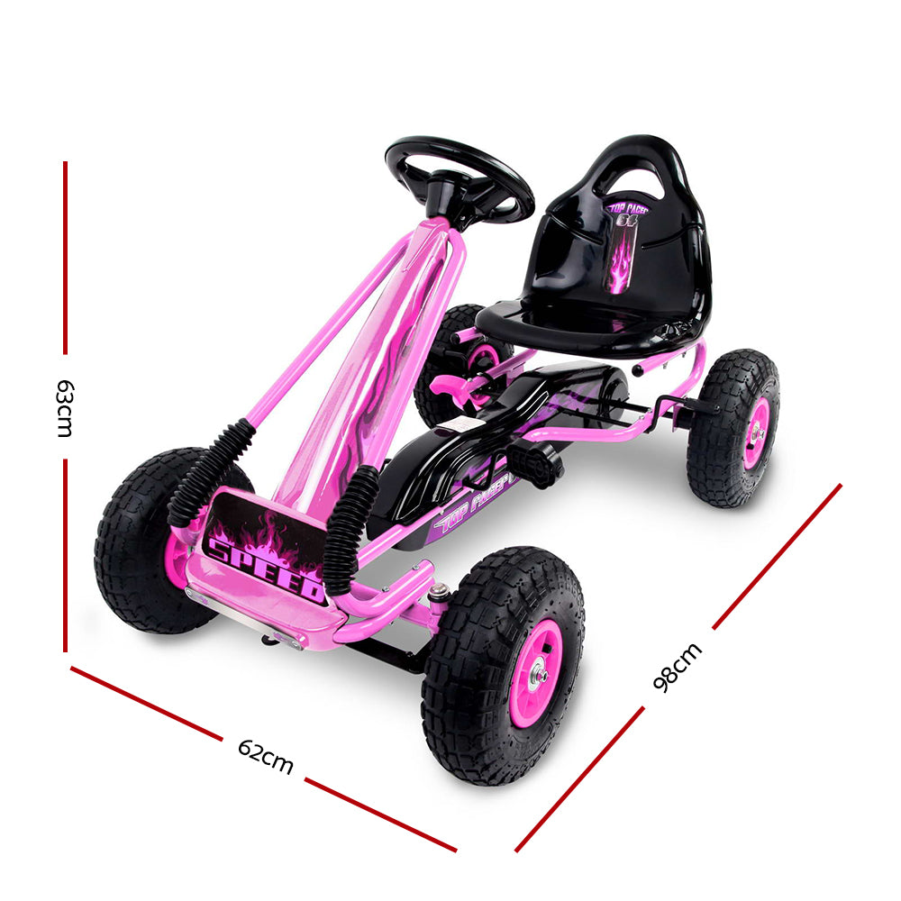 Ride On Cars: Rigo Kids Pedal Go Kart Ride On Toys Racing Car Rubber Tyre Pink