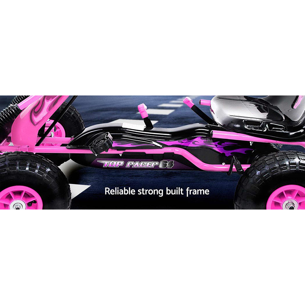 Ride On Cars: Rigo Kids Pedal Go Kart Ride On Toys Racing Car Rubber Tyre Pink