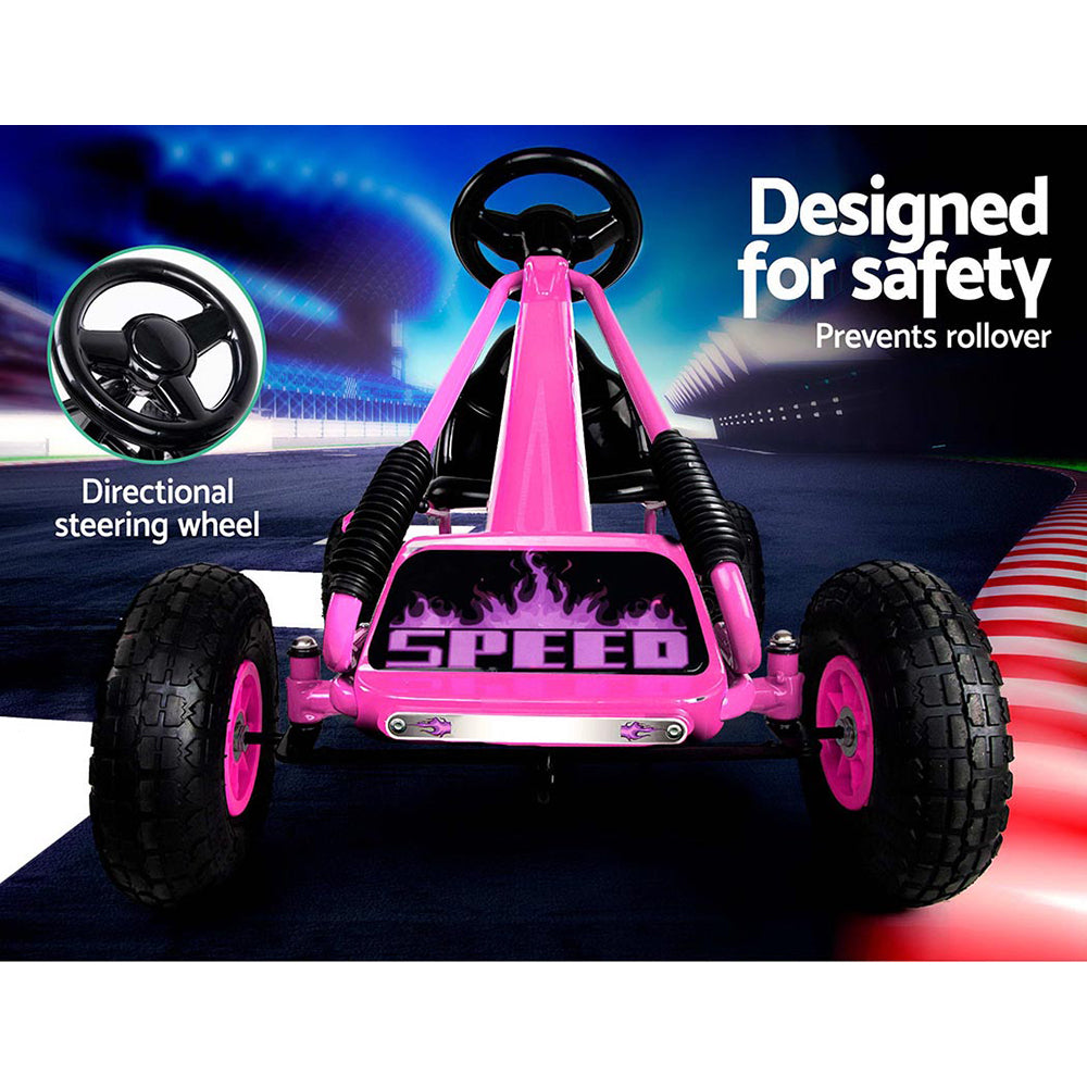 Ride On Cars: Rigo Kids Pedal Go Kart Ride On Toys Racing Car Rubber Tyre Pink