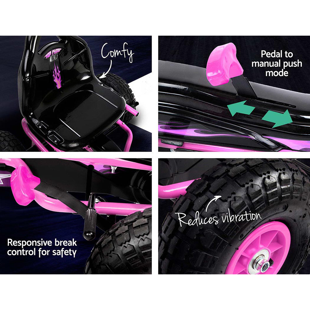 Ride On Cars: Rigo Kids Pedal Go Kart Ride On Toys Racing Car Rubber Tyre Pink