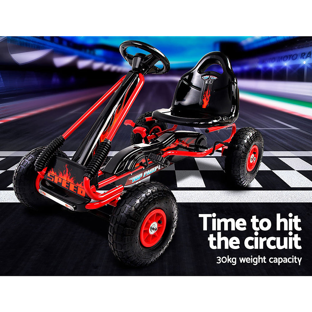 Ride On Cars: Rigo Kids Pedal Go Kart Ride On Toys Racing Car Rubber Tyre Red