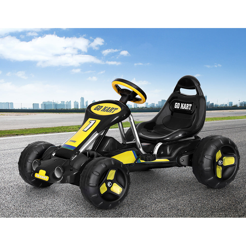 Ride On Cars: Rigo Kids Pedal Go Kart Ride On Toys Racing Car Plastic Tyre Black