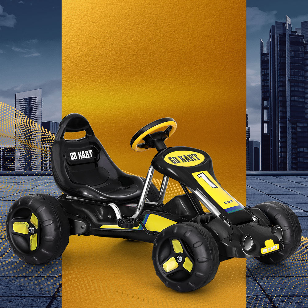 Ride On Cars: Rigo Kids Pedal Go Kart Ride On Toys Racing Car Plastic Tyre Black