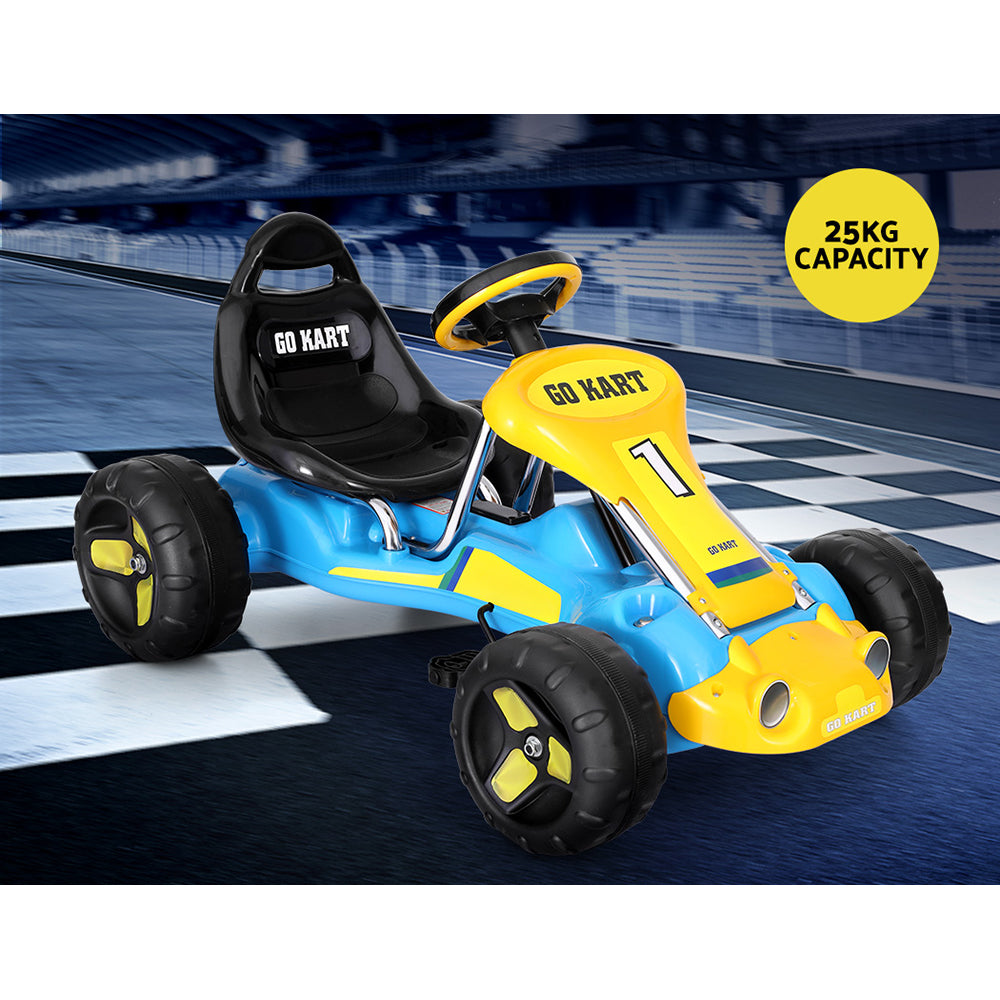 Ride On Cars: Rigo Kids Pedal Go Kart Ride On Toys Racing Car Plastic Tyre Blue