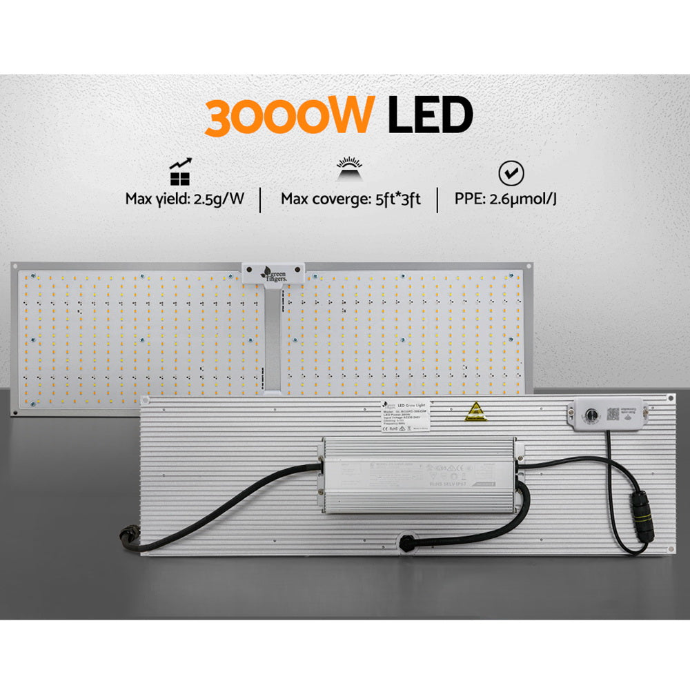Greenhouses & Accessories: Green Fingers Max 3000W Grow Light LED Full Spectrum Indoor Plant All Stage Growth