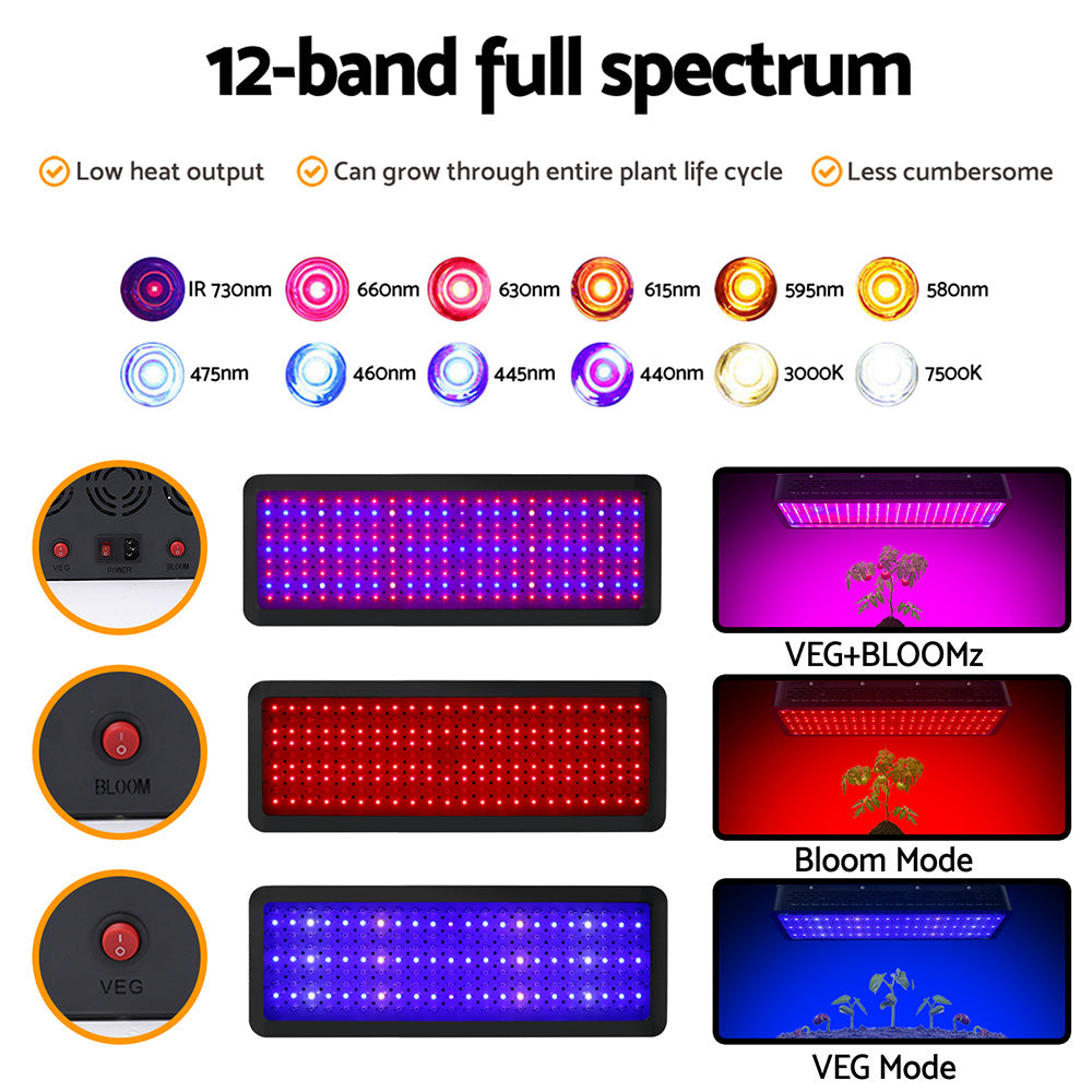 Greenhouses & Accessories: Green Fingers 2X 2000W Grow Lights LED Full Spectrum Indoor Plant All Stage Growth