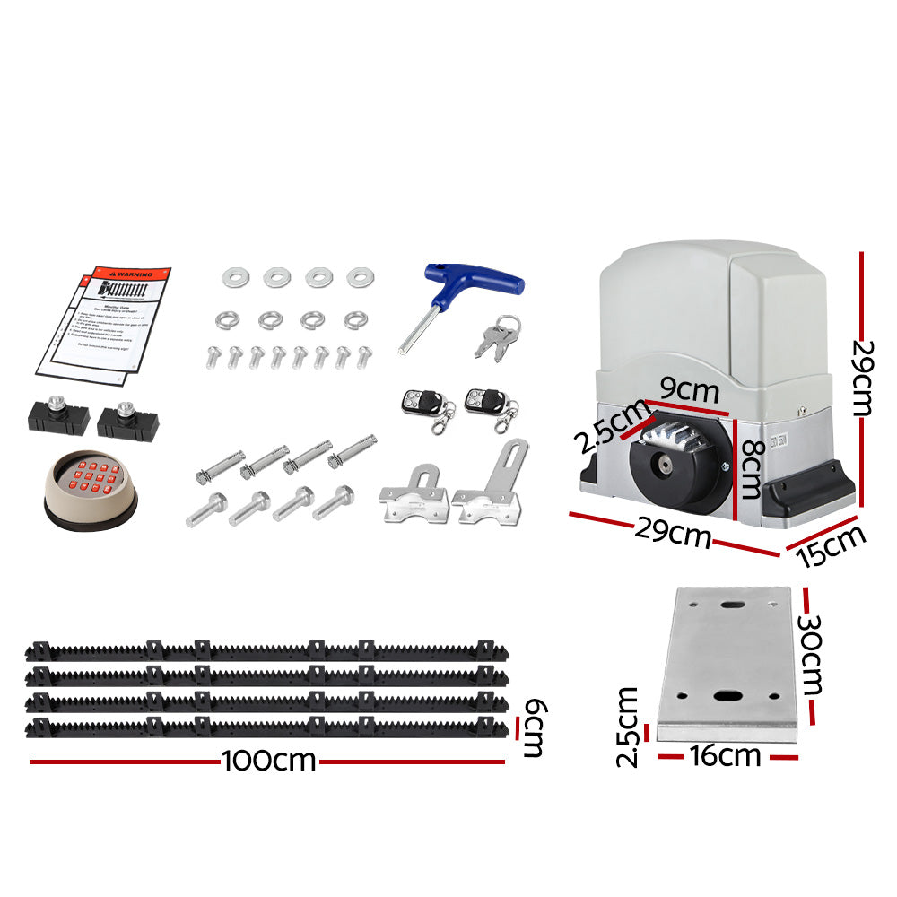 Fence & Gate Accessories: LockMaster Automatic Sliding Gate Opener Kit Keypad 4M 1200KG