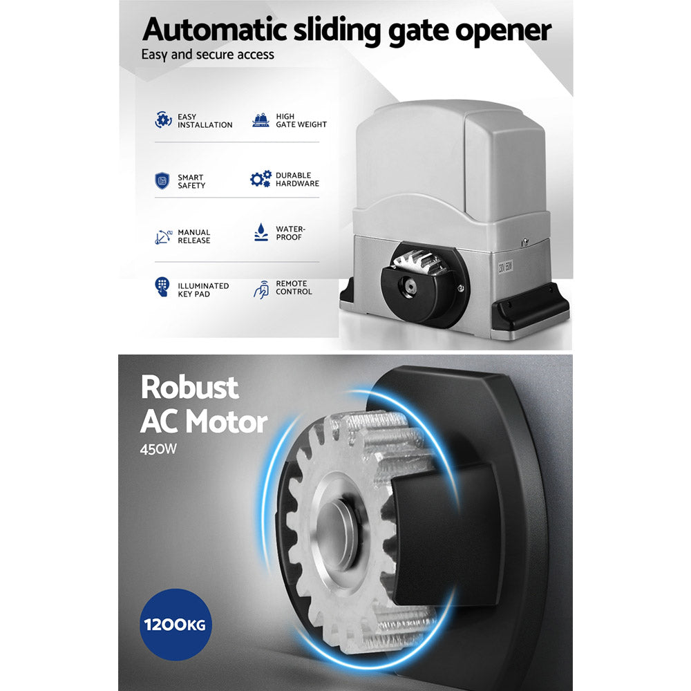 Fence & Gate Accessories: LockMaster Automatic Sliding Gate Opener Kit Keypad 4M 1200KG