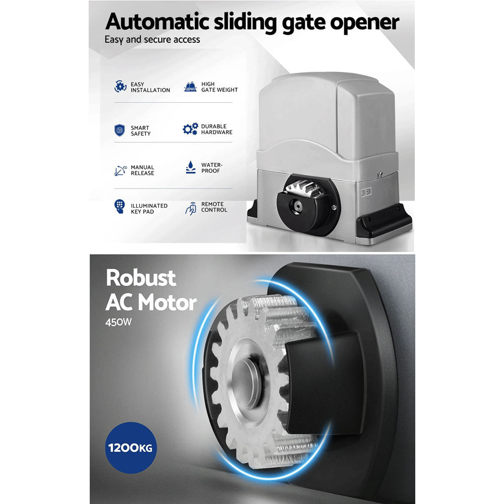 LockMaster Automatic Sliding Gate Opener Kit 4M 1200KG