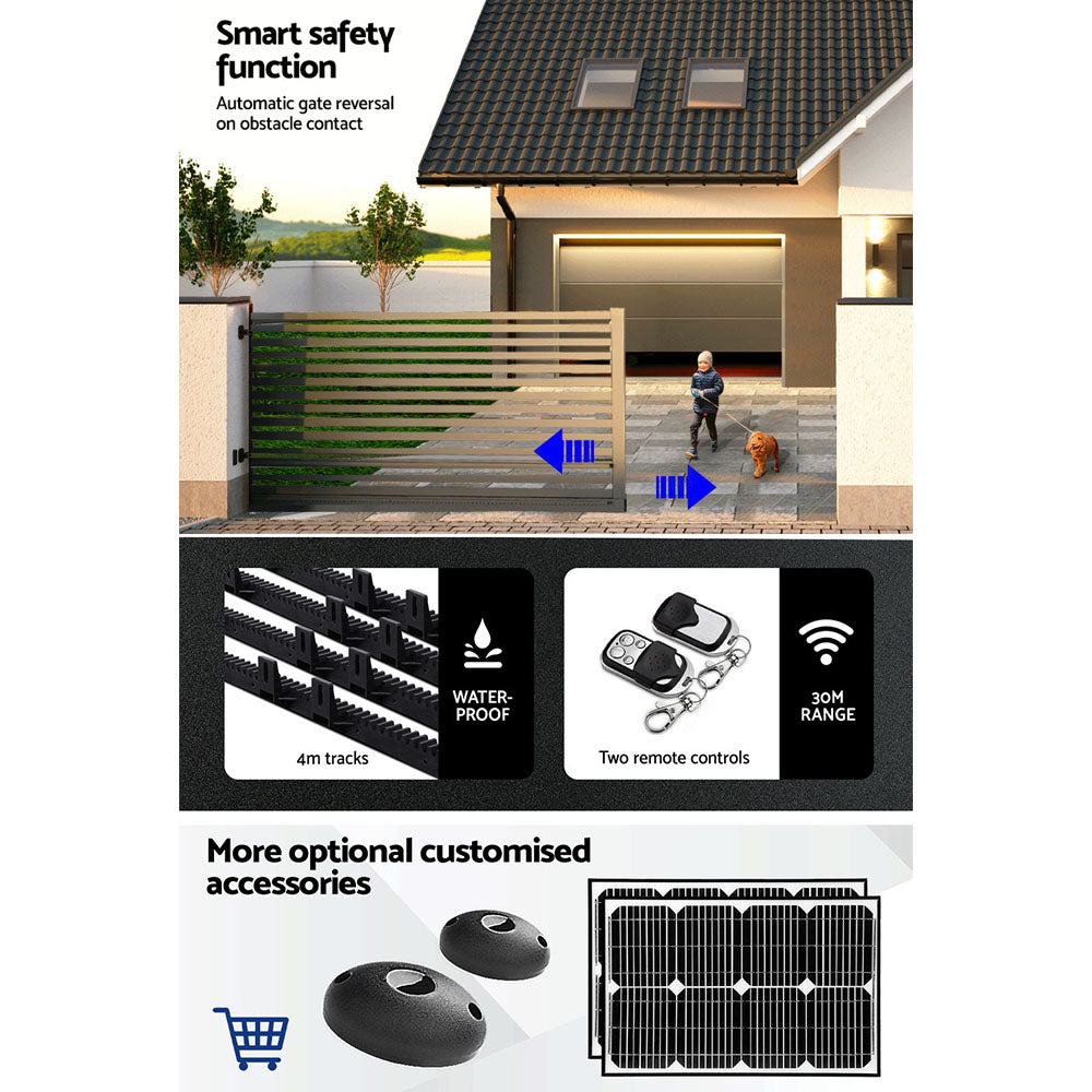 LockMaster Automatic Sliding Gate Opener Kit 4M 1200KG