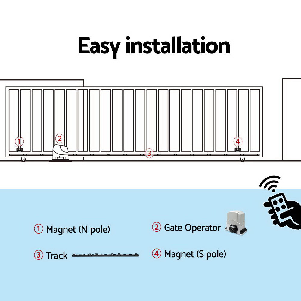 LockMaster Automatic Sliding Gate Opener Kit 4M 1200KG