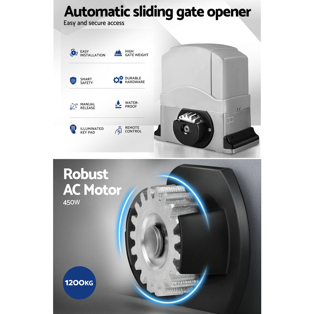 LockMaster Automatic Sliding Gate Opener Kit 6M 1200KG
