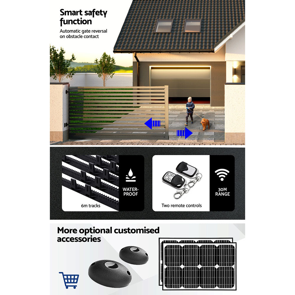 LockMaster Automatic Sliding Gate Opener Kit 6M 1200KG