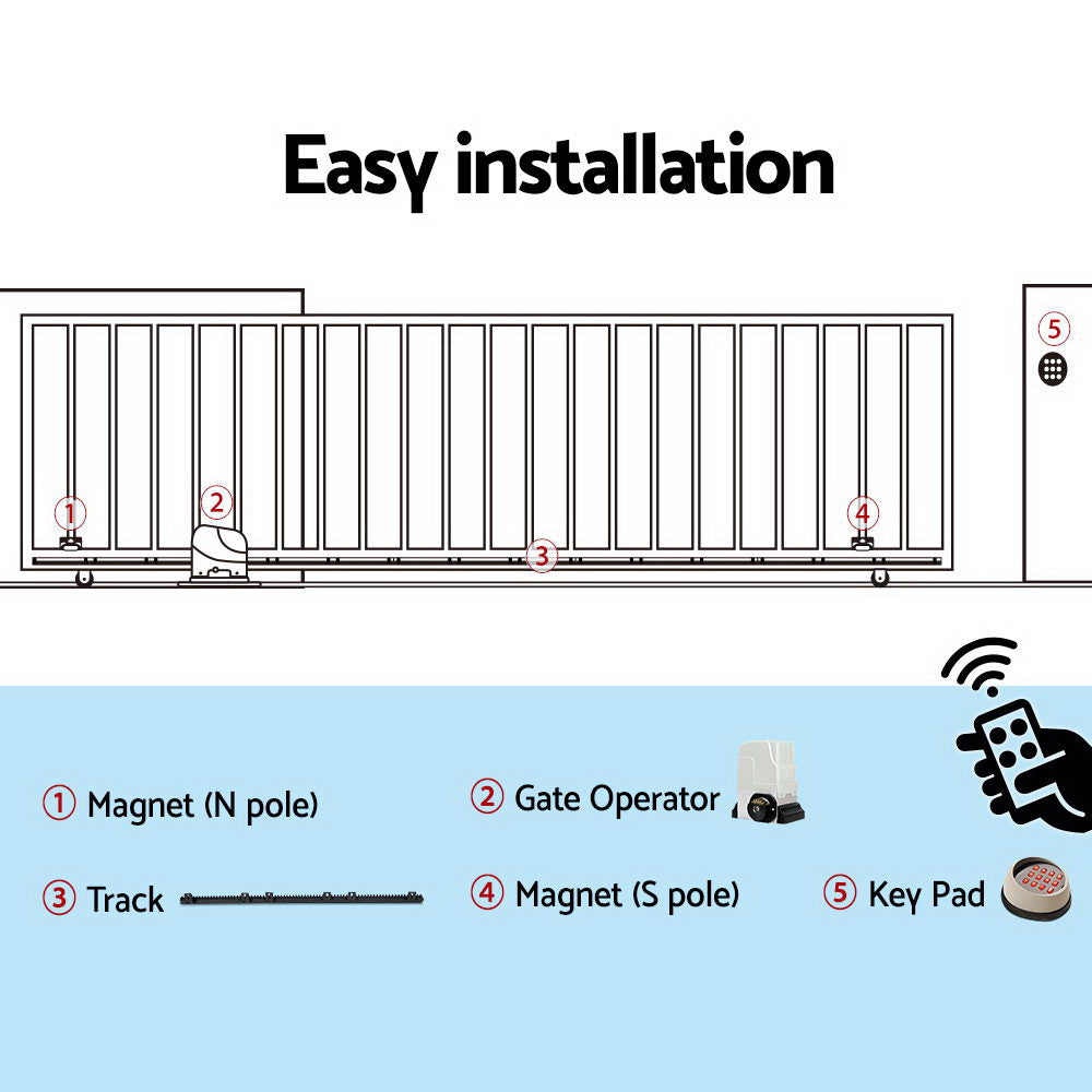 LockMaster Automatic Sliding Gate Opener Kit Keypad 4M 1800KG