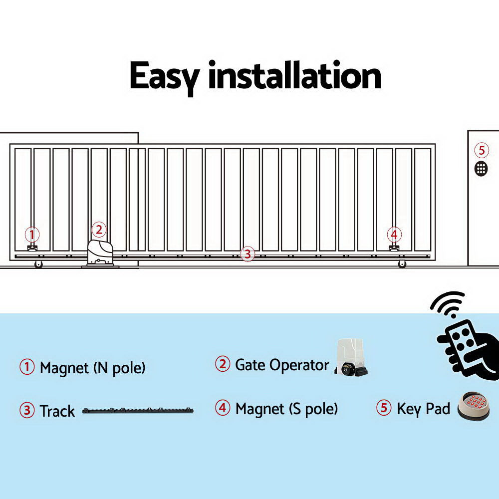 LockMaster Automatic Sliding Gate Opener Kit Keypad 6M 1800KG