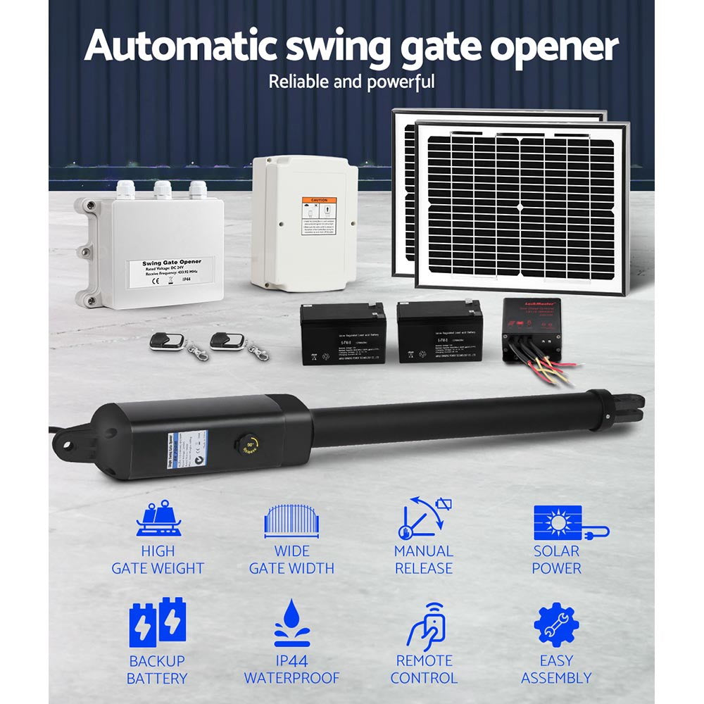LockMaster Single Swing Gate Opener 500KG 20W Solar Panel