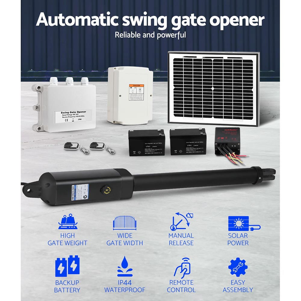 LockMaster Single Swing Gate Opener 500KG 10W Solar Panel