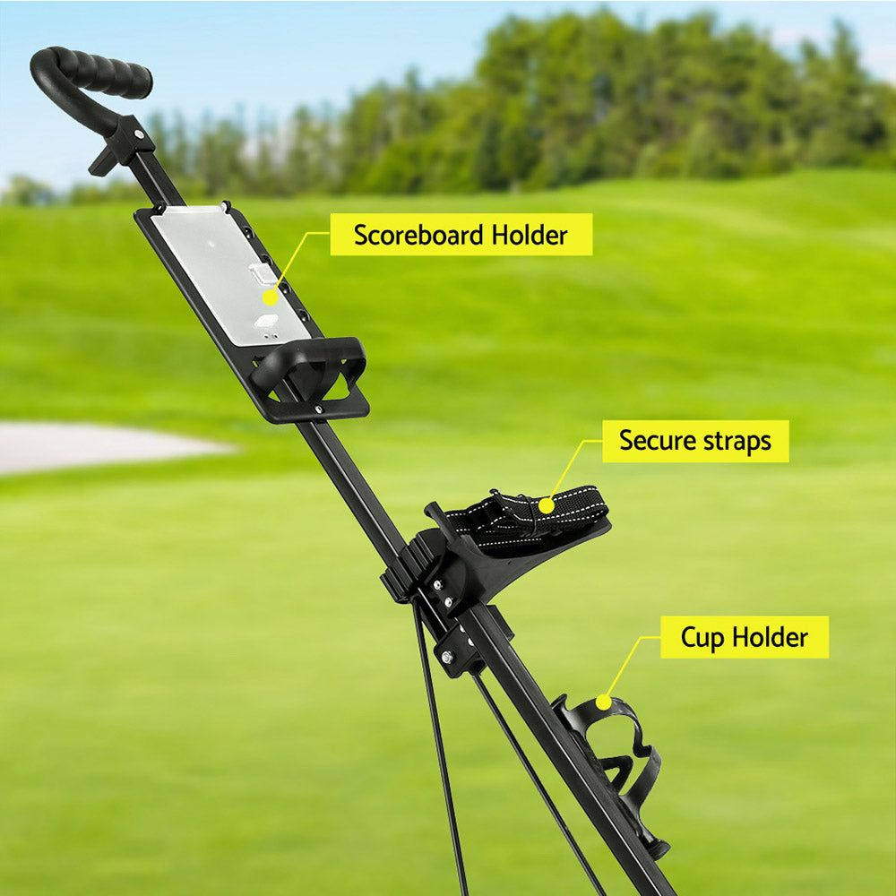 Golf Accessories: Everfit Golf Buggy Quick Folding Trolley Golf Cart Trolley 2 Wheels Cup Holder
