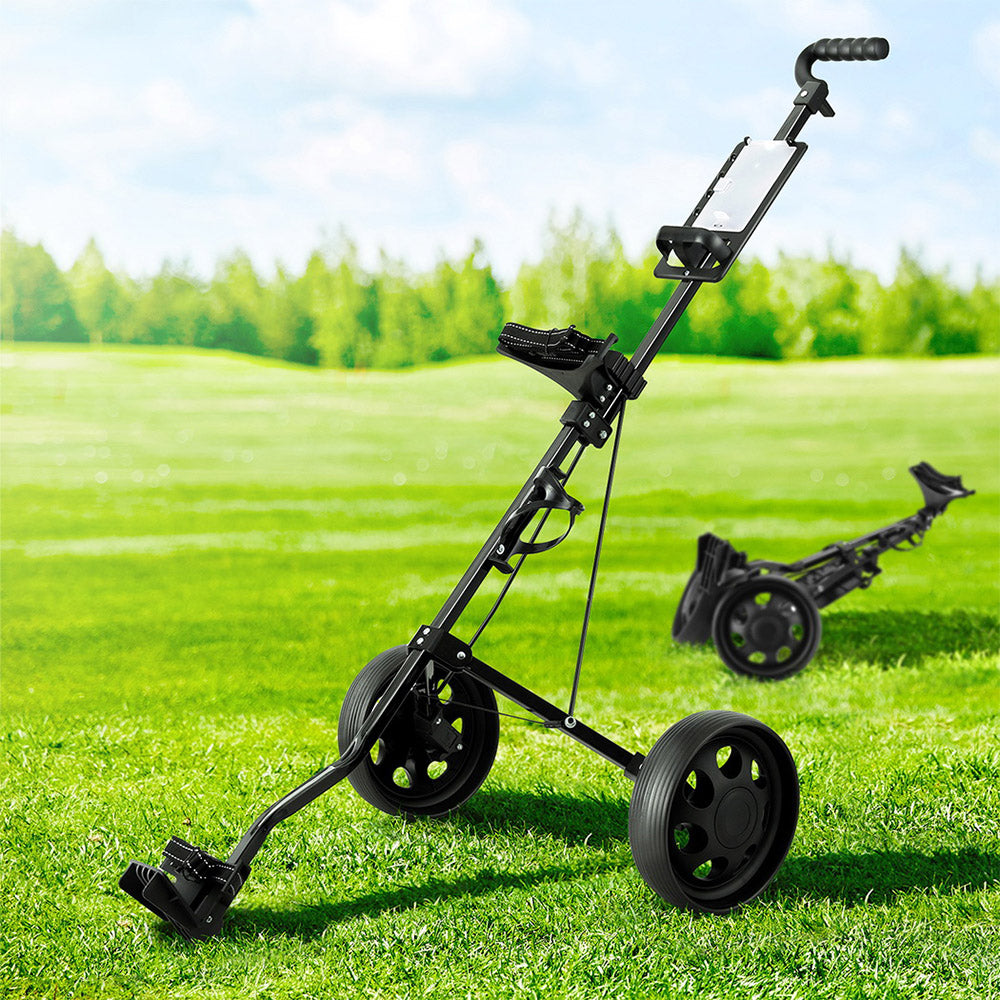 Golf Accessories: Everfit Golf Buggy Quick Folding Trolley Golf Cart Trolley 2 Wheels Cup Holder