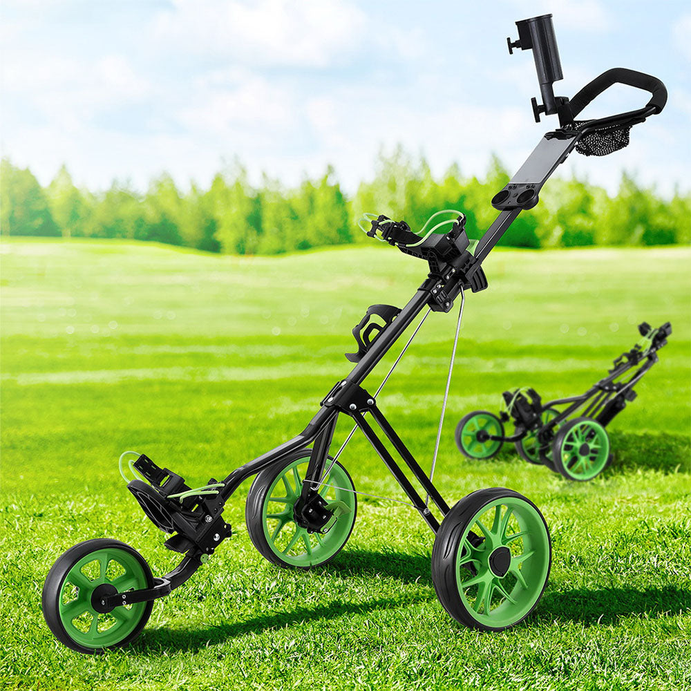 Golf Accessories: Everfit Golf Buggy Quick Folding Trolley Golf Cart 3 Wheels Height Adjustable