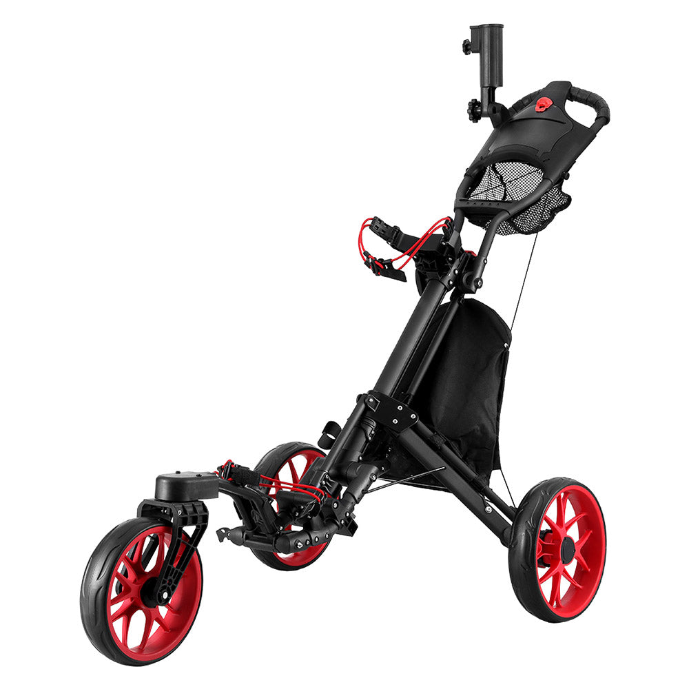Camp Furniture: Everfit Golf Buggy Foldable Trolley Golf Cart Swivel Wheel Umbrella Bottle Stand