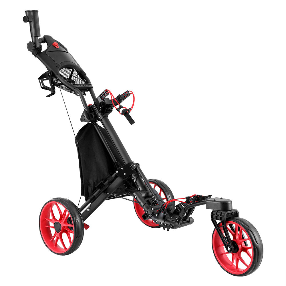 Camp Furniture: Everfit Golf Buggy Foldable Trolley Golf Cart Swivel Wheel Umbrella Bottle Stand