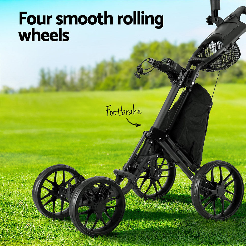 Camp Furniture: Everfit Golf Buggy Foldable Trolley Golf Cart Wheels Umbrella Bottle Holder