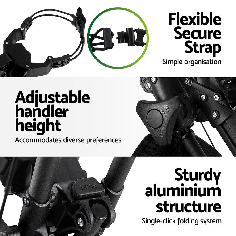 Camp Furniture: Everfit Golf Buggy Foldable Trolley Golf Cart Wheels Umbrella Bottle Holder